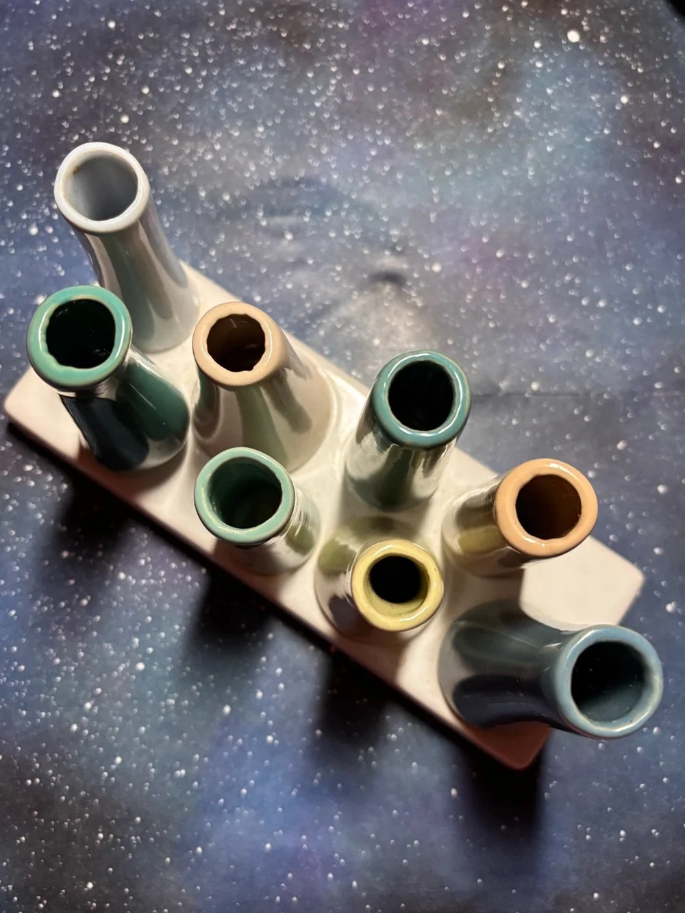 Chive Pooley Ceramic Bud Vase Set — Blue, Teal & Cream
